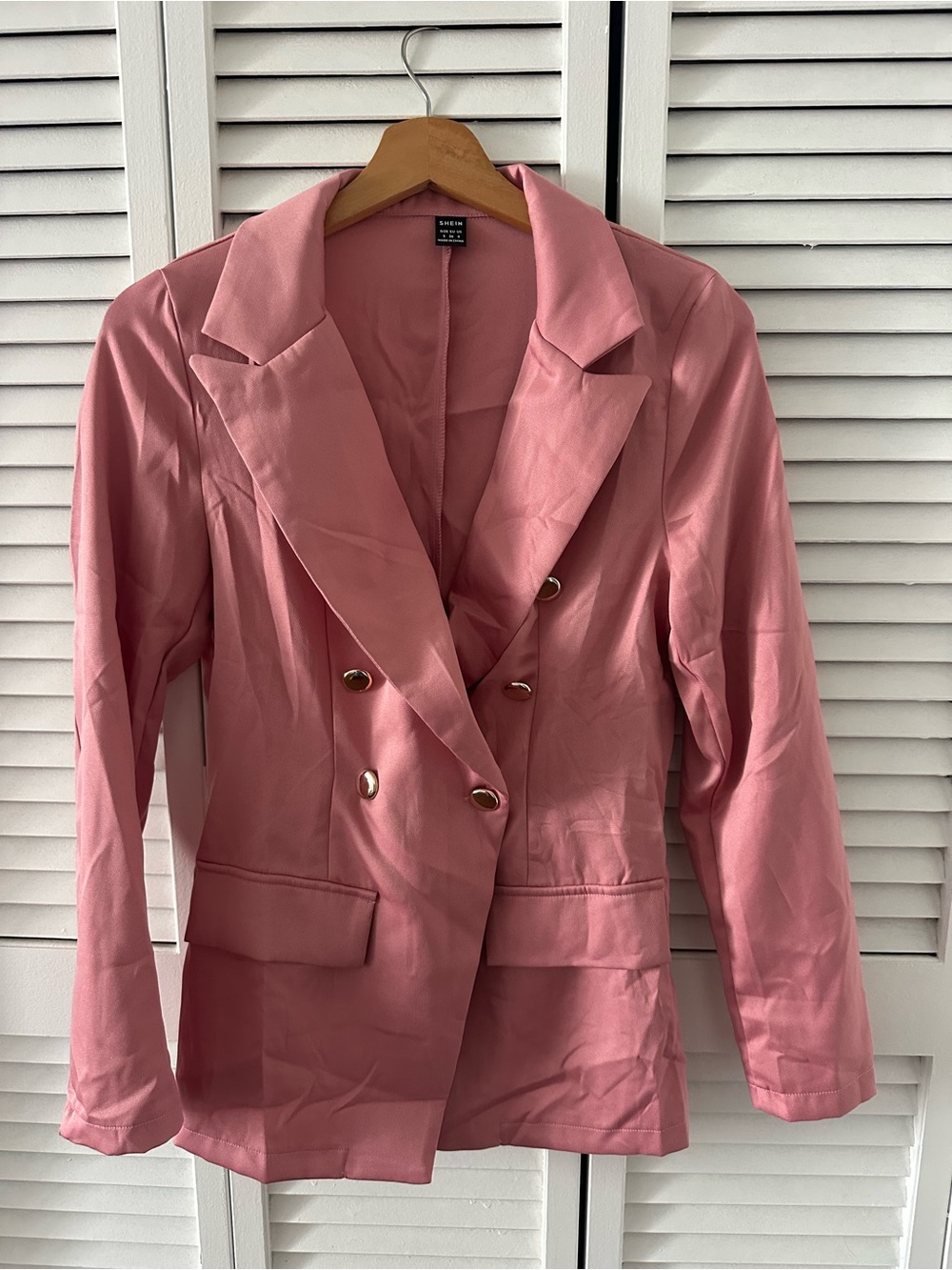 SHEIN Rose Pink Double-Breasted Women's Blazer